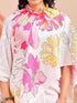 Vasthrlay Printed Kaftan Freehand Pink-Yellow-White Bollywood Satin Saree with Unsticted Blouse Piece