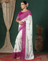 Vasthrlay Georgette Bandhani Unstitched White Saree
