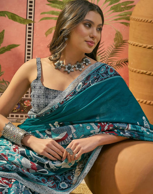 Vasthrlay Womens Printed Unstitched Maroon Saree