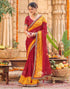 Vasthrlay Georgette Embroidery Unstitched Red Saree