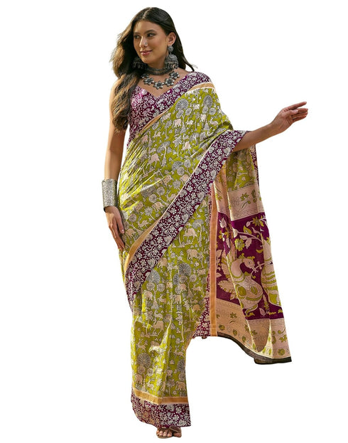 Vasthrlay Womens Printed Unstitched Maroon Saree