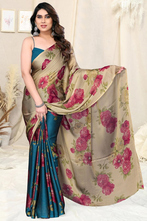 Vasthrlay Fashion Chiffon Printed Grey Ethnic Wear