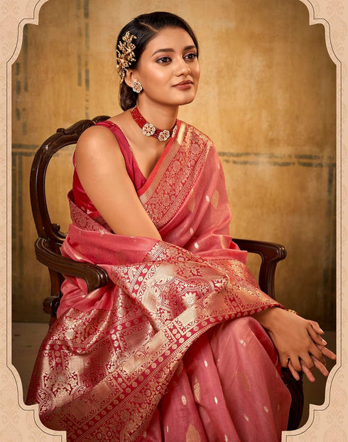 Vasthrlay Chiffon Pink Saree