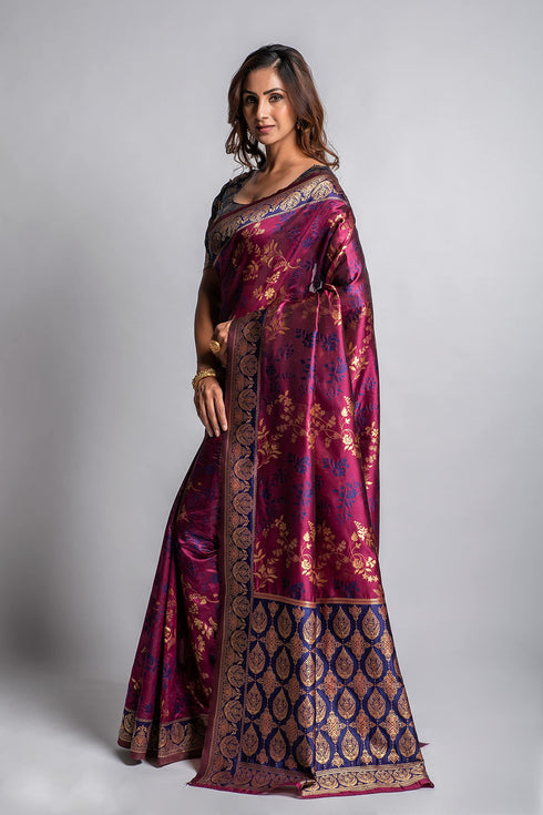 Vasthrlay Magenta Banarasi Designer Saree