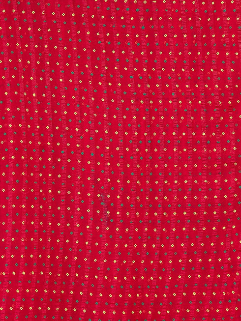 Vasthrlay Embroidery Bandhani Red Saree With Red Unstitched Blouse Piece