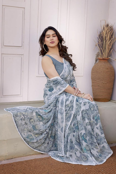 Vasthrlay Fashion Georgette Floral Printed Ethnic Wear