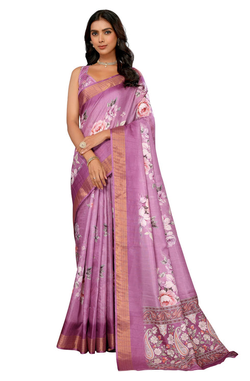 Vasthrlay Purple Printed Saree
