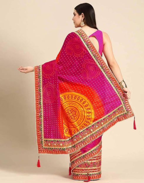 Vasthrlay Georgette Embroidery Unstitched Dark Green Saree
