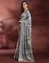 Vasthrlay Womens Printed Grey Saree With Unstitched Blouse Piece