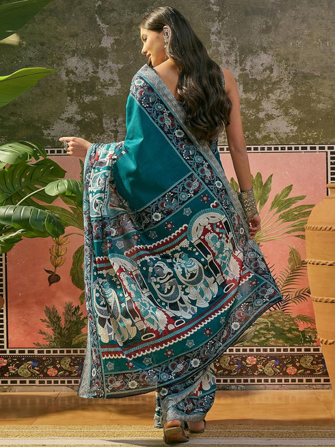 Vasthrlay Printed Yellow Saree