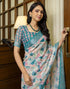 Vasthrlay Womens Cotton Unstitched Teal Saree