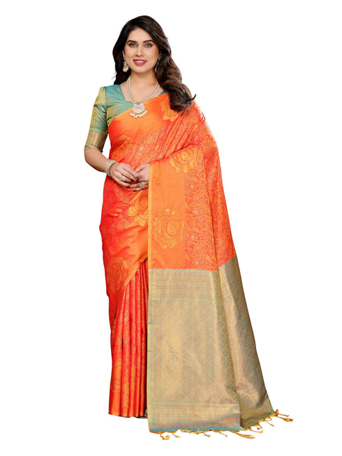 Vasthrlay Kanchipuram Saree Soft Silk Seagreen