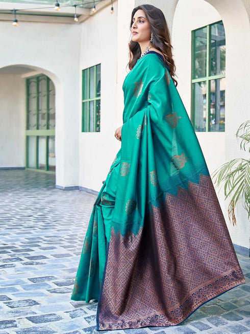 Vasthrlay Banarasi Jacquard Unstitched 3697s120n Teal