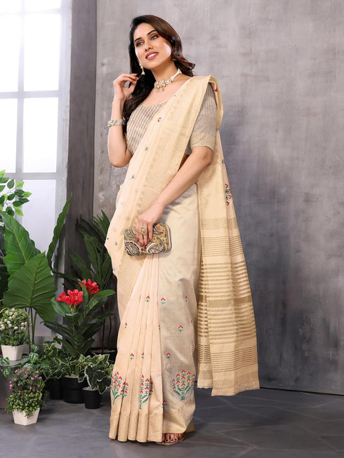VasthrlayBoarder Embroidered Unstitched Gold Free Ethnic Wear