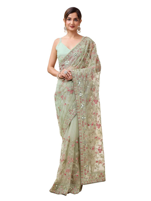 Vasthrlay Embroidery Unstitched Pistagreen Ethnic Wear