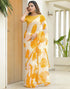 Vasthrlay Chiffon Blouse Yellow | White Saree With Unstitched Blouse Piece