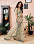 Vasthrlay Womens Printed Unstitched Olive Green Saree