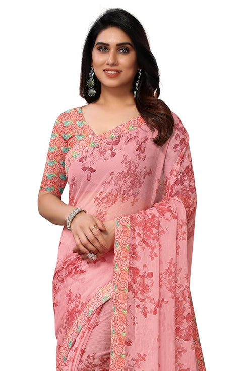 Vasthrlay Fashion Chiffon Printed Grey Ethnic Wear