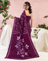 Vasthrlay Womens Printed Unstitched Wine Saree