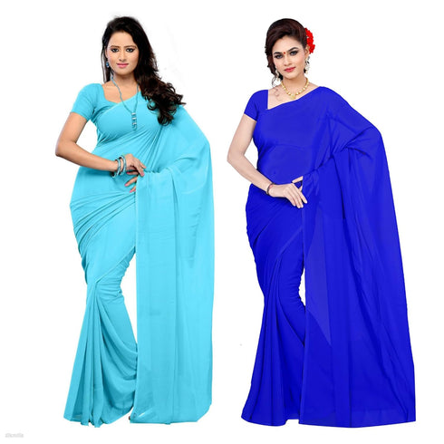 VasthrlayGeorgette Unstitched Royal Blue Free Ethnic Wear