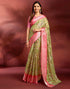 Vasthrlay Printed Jacquard Unstitched Rama Green Saree