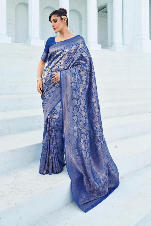 Vasthrlay Women's Kanjivaram Designer Unstitched Saree