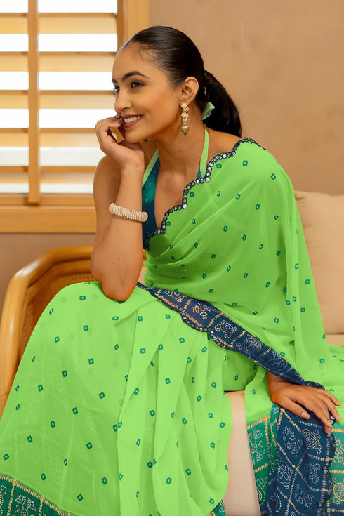 Vasthrlay Fashion Georgette Leheriya Printed Ethnic Wear