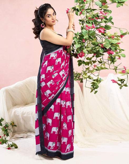 Vasthrlay Womens Printed Unstitched Green Saree