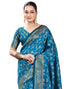 Vasthrlay Womens Banarasi Unstitched Olive Green Saree