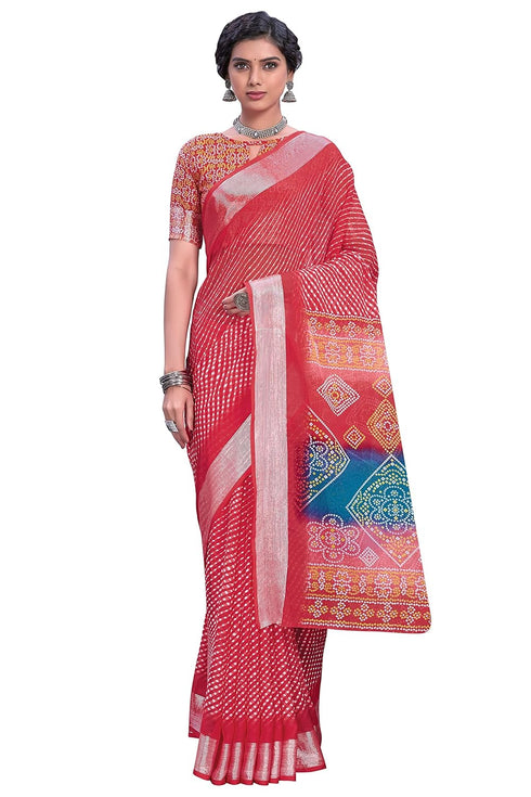 Vasthrlay Bandhani Chiffon Rani Ethnic Wear