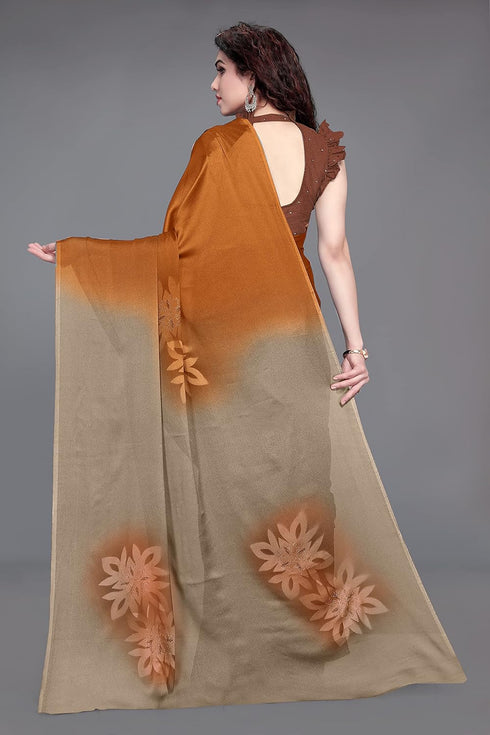 Vasthrlay Fashion Chiffon Printed Grey Ethnic Wear