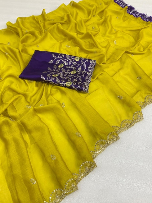 Vasthrlay Pink Georgette Embroidery Saree