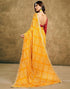 Vasthrlay Chiffon Bandhani Unstitched Yellow Saree