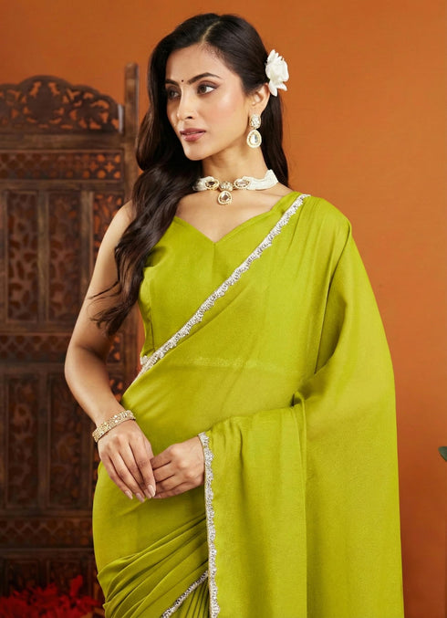 Vasthrlay Maroon Georgette Border Unstitched Saree