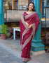 Vasthrlay Embroidery Scalloped Unstitched Maroon Saree
