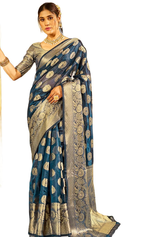 Vasthrlay Women's Organza Designer Unstitched Saree
