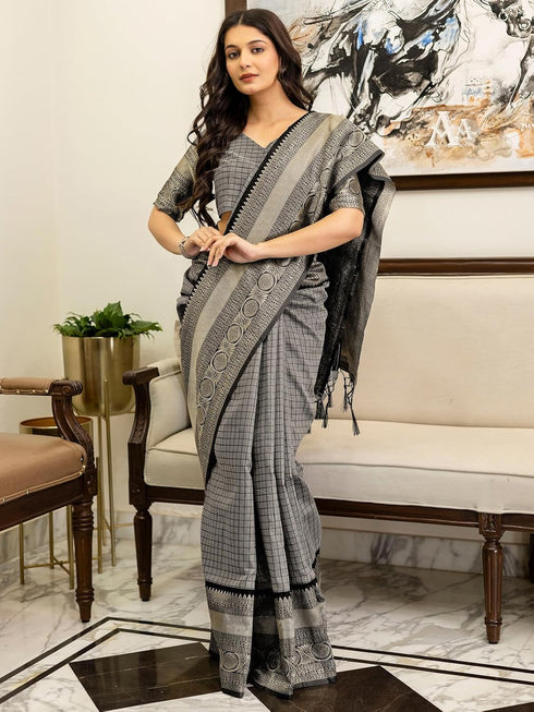 Vasthrlay Chanderi Rust Saree
