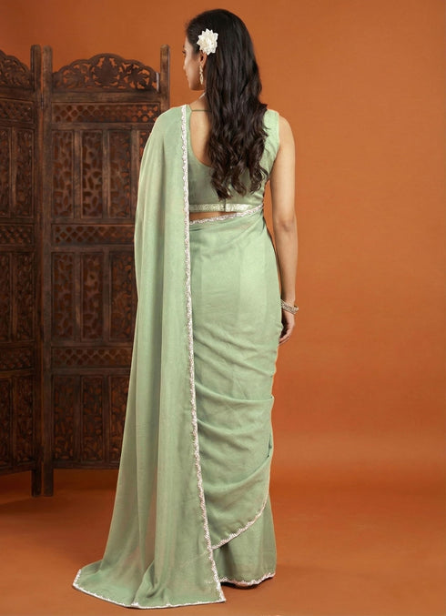 Vasthrlay Pink Border Unstitched Saree