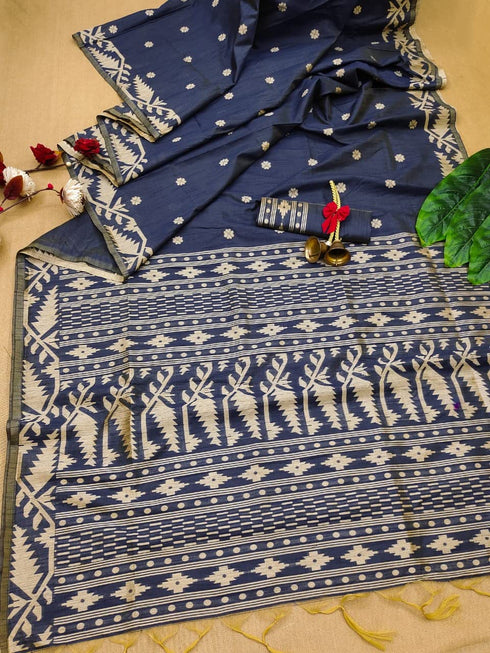 Vasthrlay Tussar Kalamkari Geometric Design Thread