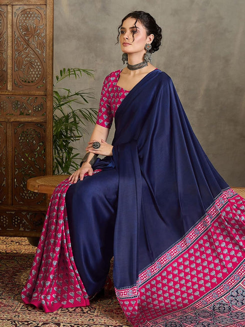Vasthrlay Printed Tassels Cream Saree