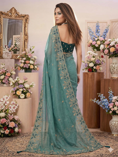 Vasthrlay Pink Embroidery Saree