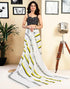 Vasthrlay Womens Printed Unstitched White Saree