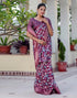 Vasthrlay Womens Printed Wine Saree With Unstitched Blouse Piece
