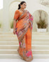 Vasthrlay Womens Printed Unstitched Orange Saree