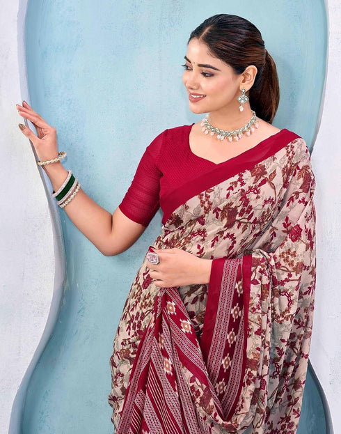 Vasthrlay Georgette Bandhani Unstitched Teal Saree