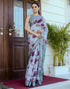 Vasthrlay Womens Printed Unstitched White Saree