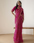 Vasthrlay Georgette Bandhani Rani Pink Saree With Unstitched Blouse Piece