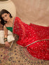 Vasthrlay Vasthrlaywomensredgeorgettebandhaniprintembroideredlaceworksareewithunstitchedblousepiece Sareeforwoman Designersareeforwomen Tr Ethnic Wear