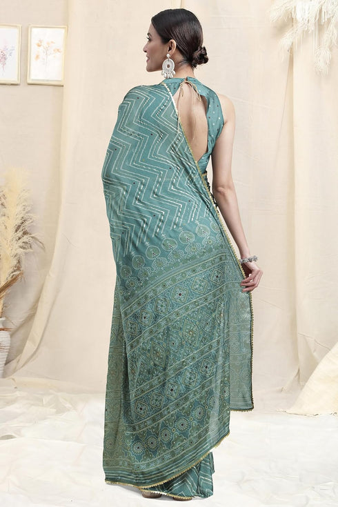 Vasthrlay Fashion Chiffon Chevron Printed Ethnic Wear