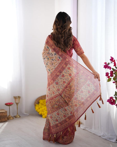 Vasthrlay Handloom Blue Beige Traditional Saree